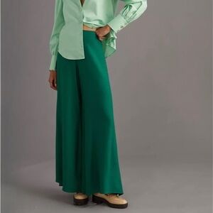 Anthropologie Wide Leg Green Dramatic Trousers